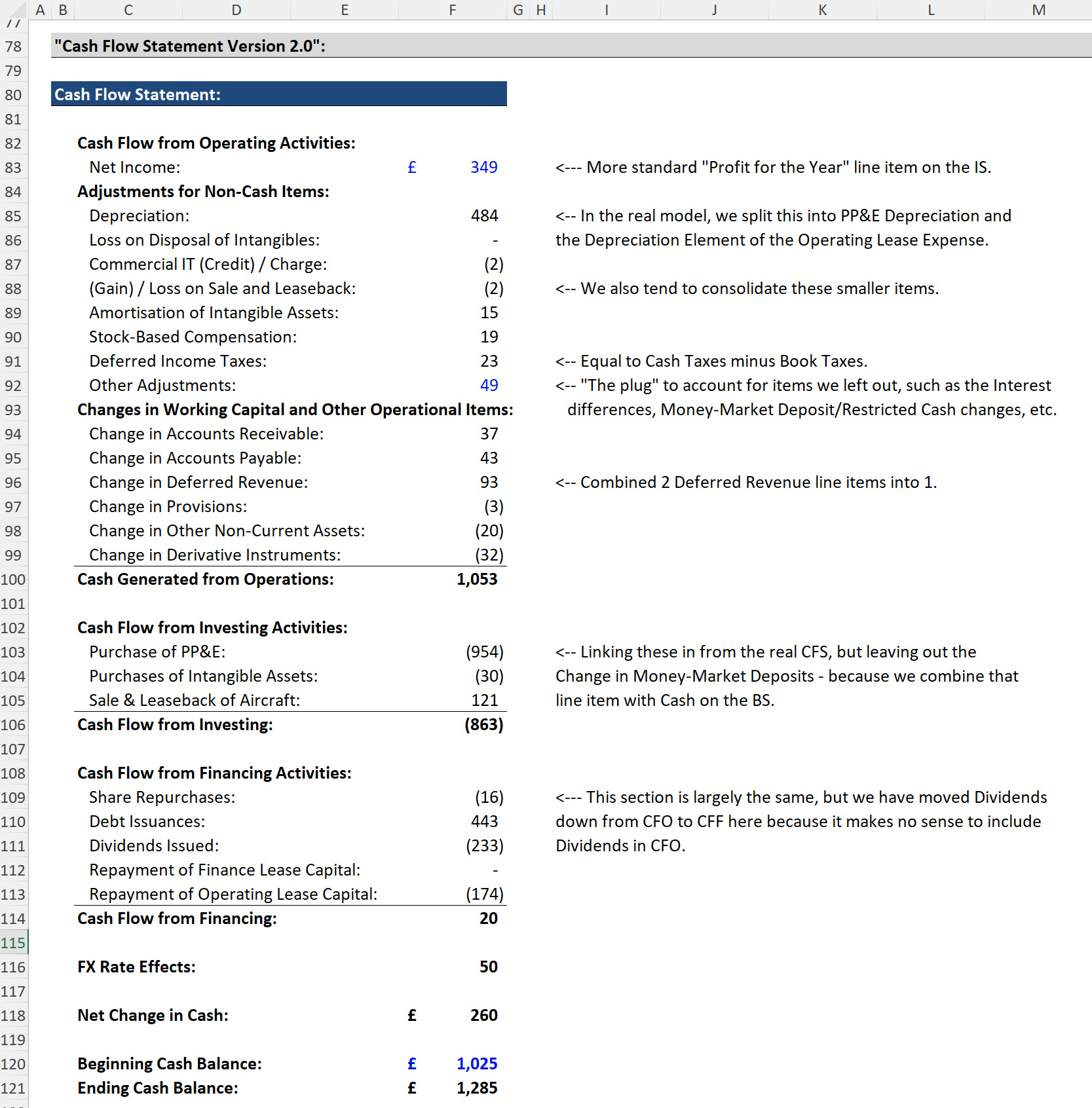 Revised Cash Flow Statement for EasyJet