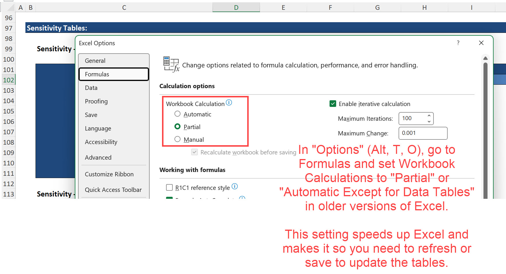 Options Menu Settings