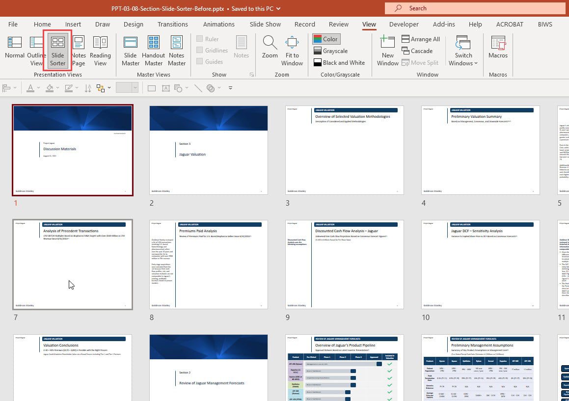 Slide Sorter View in PowerPoint