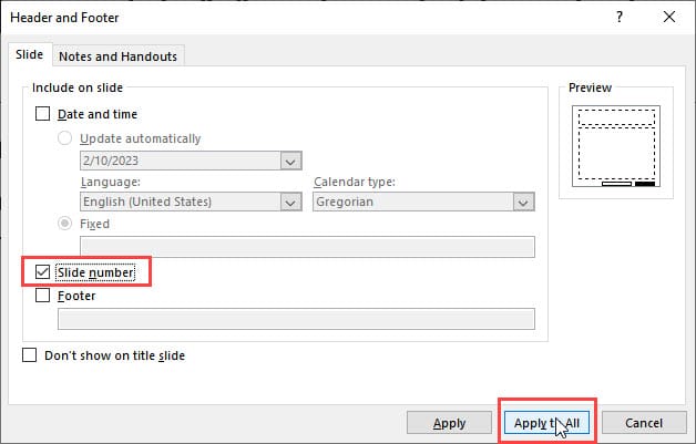 PowerPoint Slide Number Options