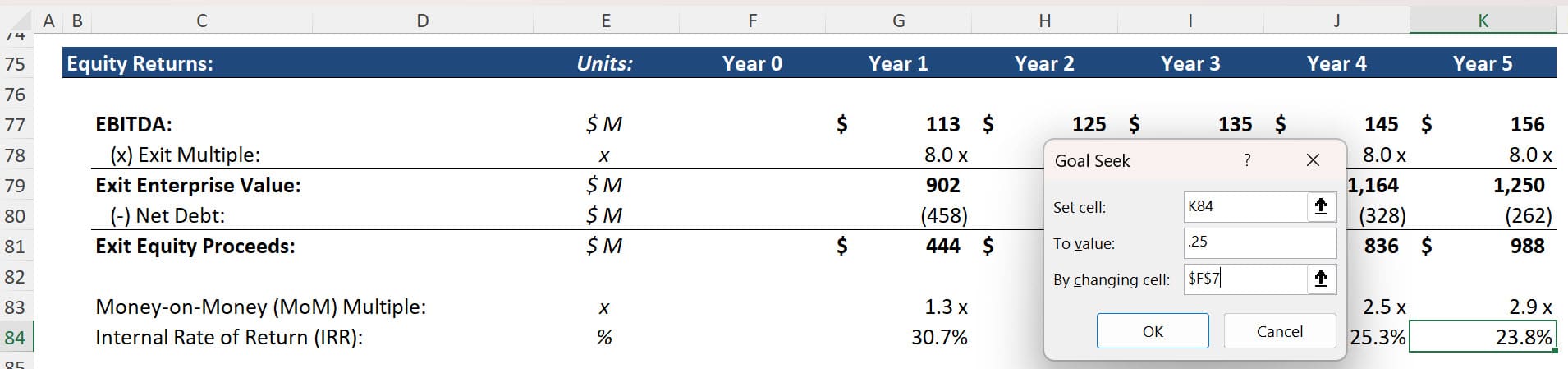LBO Valuation via Goal Seek LBO Valuation via Goal Seek